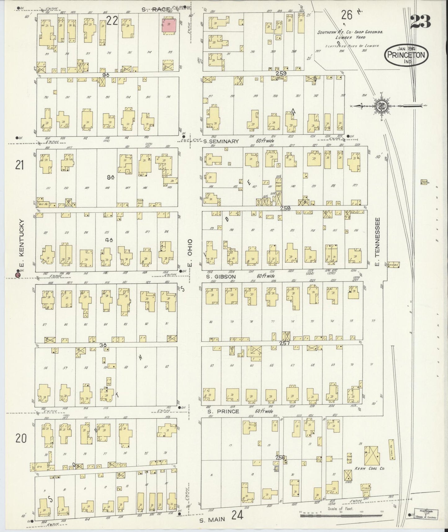 Sanborn Fire Insurance Map from Princeton, Gibson County, Indiana (1914), Sheet #0023 - Complete Map Set gallery image, historic Sanborn map, vintage wall art, Indiana Indiana