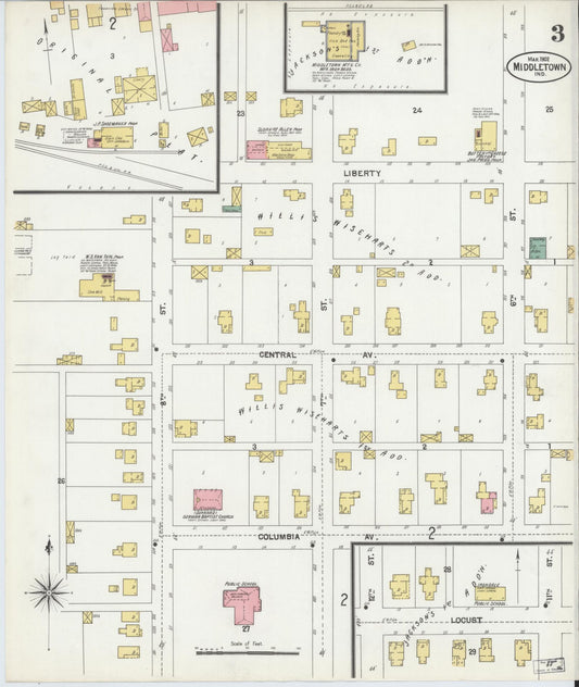 Sanborn Fire Insurance Map from Middletown, Henry County, Indiana (1902), Sheet #0003 - Historic Sanborn Fire Insurance Map Print, vintage old map wall art, antique decor, genealogy gift, Indiana Indiana map