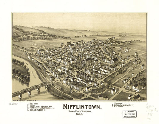 Mifflintown, Juniata County, Pennsylvania. (1895) – Historic Bird’s-Eye View Panorama Print