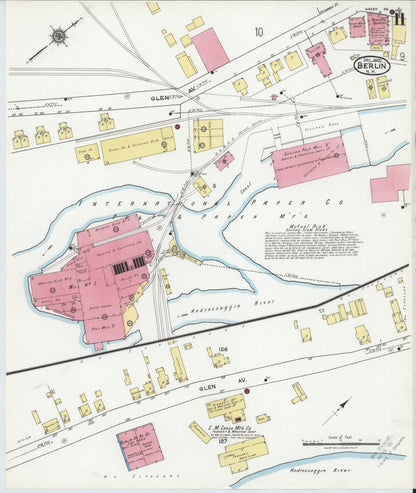 Sanborn Fire Insurance Map from Berlin, Coos County, New Hampshire (1920), Sheet #0011 - Complete Map Set gallery image, historic Sanborn map, vintage wall art, New Hampshire New Hampshire