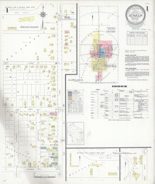 Sanborn Fire Insurance Map from Seymour, Outagamie County, Wisconsin (1938), Sheet #0001 - Complete Map Set gallery image, historic Sanborn map, vintage wall art, Wisconsin Wisconsin