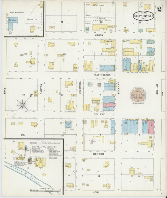 Sanborn Fire Insurance Map from Stephenville, Erath County, Texas (1896), Sheet #0002 - Historic Sanborn Fire Insurance Map Print, vintage old map wall art, antique decor, genealogy gift, Texas Texas map