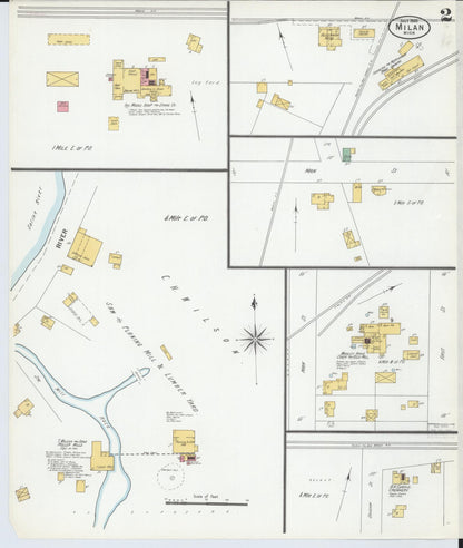Sanborn Fire Insurance Map from Milan, Washtenaw And Monroe Counties, Michigan (1900), Sheet #0002 - Complete Map Set gallery image, historic Sanborn map, vintage wall art, Michigan Michigan