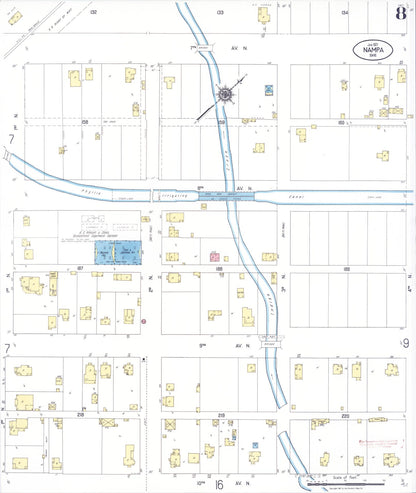 Sanborn Fire Insurance Map from Nampa, Canyon County, Idaho (1921), Sheet #0008 - Complete Map Set gallery image, historic Sanborn map, vintage wall art, Idaho Idaho