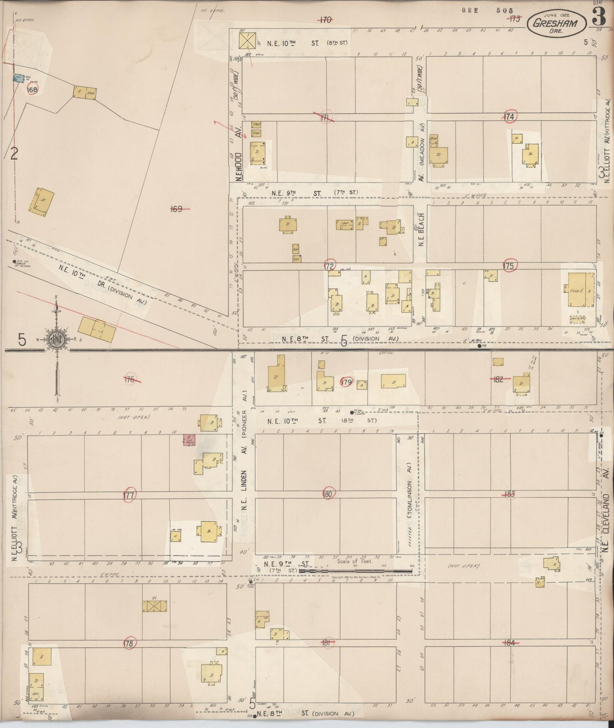 Sanborn Fire Insurance Map from Gresham, Multnomah County, Oregon (1941), Sheet #0003 - Historic Sanborn Fire Insurance Map Print, vintage old map wall art, antique decor, genealogy gift, Oregon Oregon map