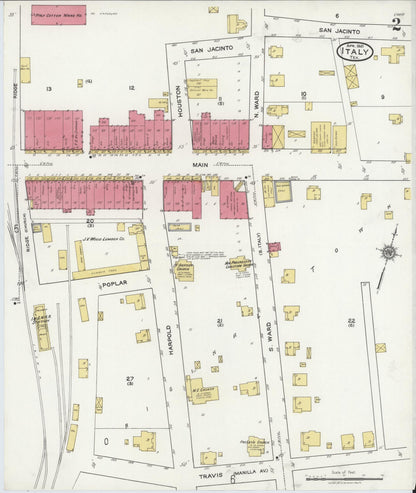 Sanborn Fire Insurance Map from Italy, Ellis County, Texas (1921), Sheet #0002 - Complete Map Set gallery image, historic Sanborn map, vintage wall art, Texas Texas