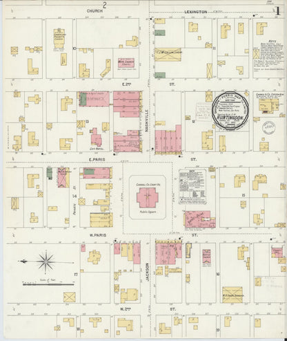 Sanborn Fire Insurance Map from Huntingdon, Carroll County, Tennessee (1900), Sheet #0001 - Complete Map Set gallery image, historic Sanborn map, vintage wall art, Tennessee Tennessee