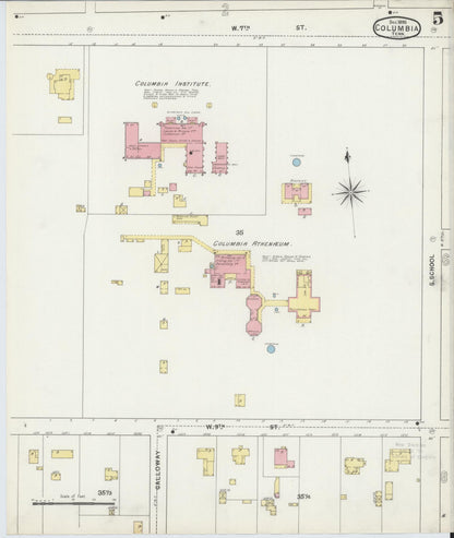 Sanborn Fire Insurance Map from Columbia, Maury County, Tennessee (1895), Sheet #0005 - Complete Map Set gallery image, historic Sanborn map, vintage wall art, Tennessee Tennessee
