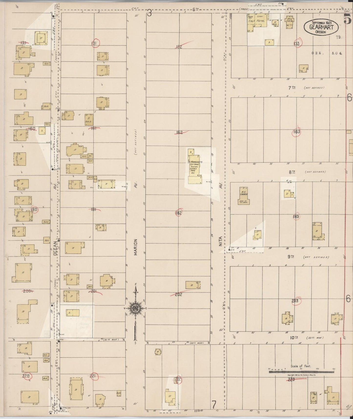 Sanborn Fire Insurance Map from Gearhart, Clatsop County, Oregon (1928), Sheet #0005 - Complete Map Set gallery image, historic Sanborn map, vintage wall art, Oregon Oregon