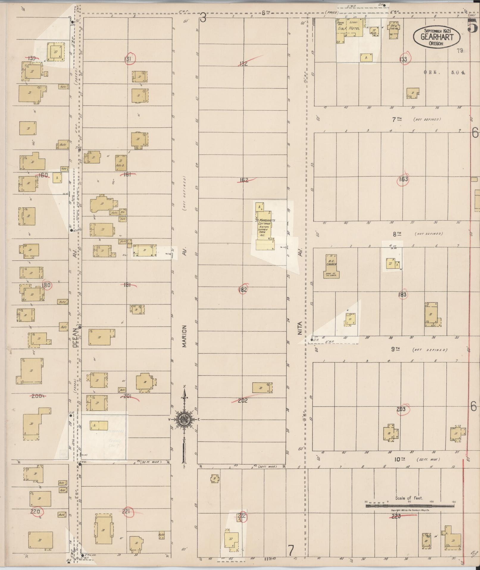 Sanborn Fire Insurance Map from Gearhart, Clatsop County, Oregon (1928), Sheet #0005 - Complete Map Set gallery image, historic Sanborn map, vintage wall art, Oregon Oregon