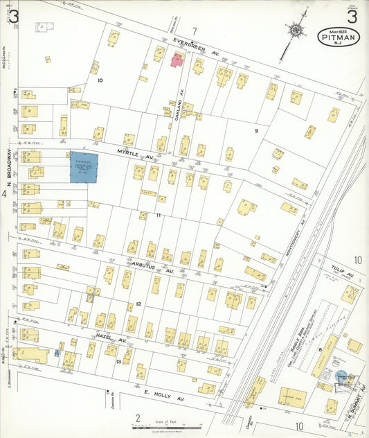 Sanborn Fire Insurance Map from Pitman, Gloucester County, New Jersey (1923), Sheet #0003 - Historic Sanborn Fire Insurance Map Print, vintage old map wall art, antique decor, genealogy gift, New Jersey New Jersey map