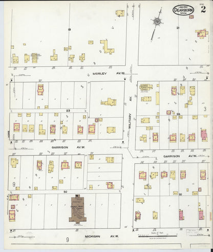 Sanborn Fire Insurance Map from Dearborn, Wayne County, Michigan (1921), Sheet #0002 - Complete Map Set gallery image, historic Sanborn map, vintage wall art, Michigan Michigan