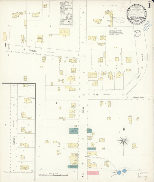Sanborn Fire Insurance Map from Point Arena, Mendocino County, California (1898), Sheet #0001 - Complete Map Set gallery image, historic Sanborn map, vintage wall art, California California