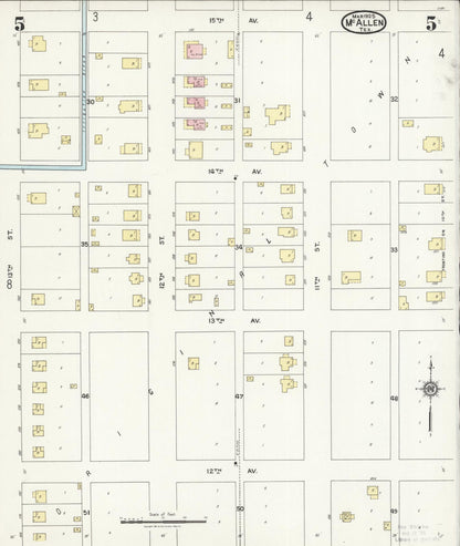 Sanborn Fire Insurance Map from McAllen, Hidalgo County, Texas (1925), Sheet #0005 - Complete Map Set gallery image, historic Sanborn map, vintage wall art, Texas Texas