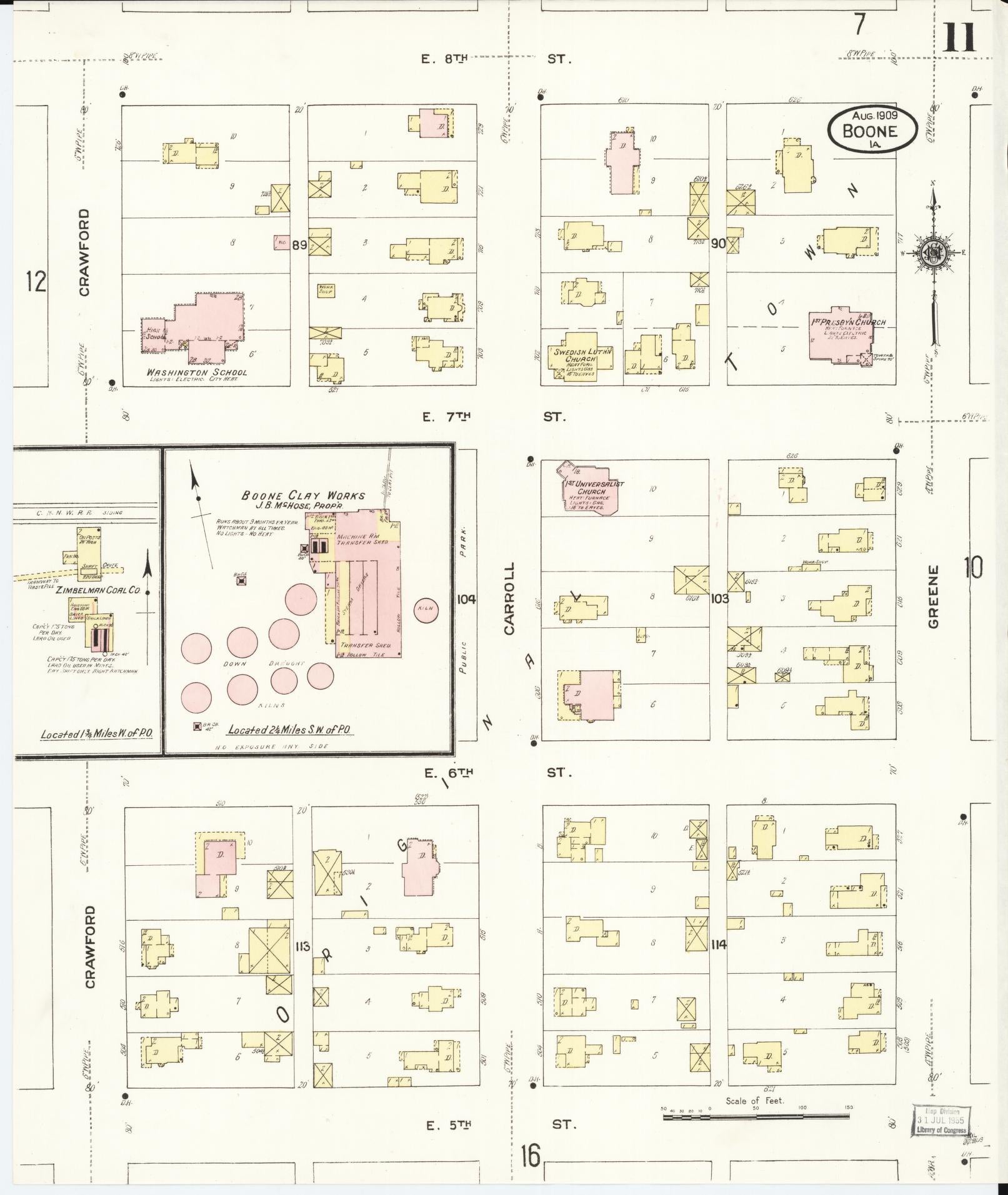 Sanborn Fire Insurance Map from Boone, Boone County, Iowa (1909), Sheet #0011 - Historic Sanborn Fire Insurance Map Print, vintage old map wall art