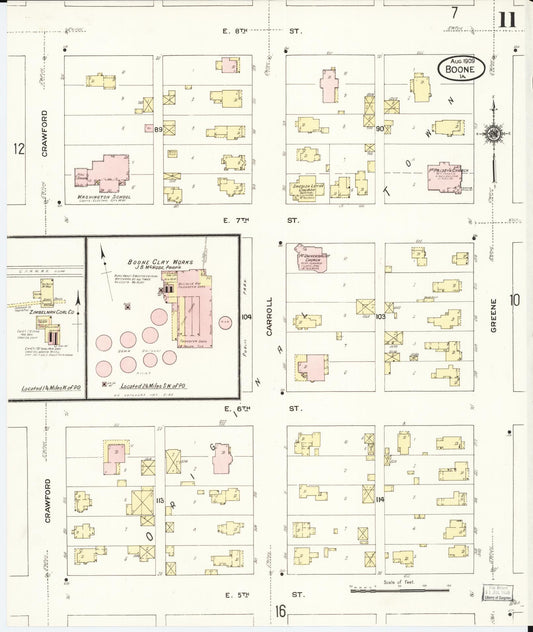 Sanborn Fire Insurance Map from Boone, Boone County, Iowa (1909), Sheet #0011 - Historic Sanborn Fire Insurance Map Print, vintage old map wall art