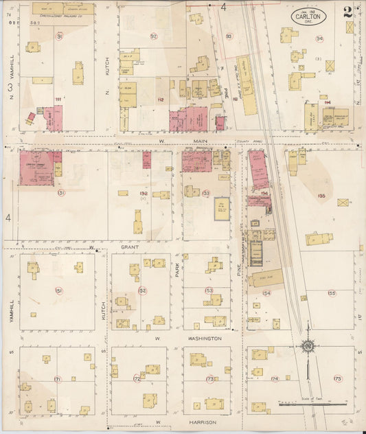 Sanborn Fire Insurance Map from Carlton, Yamhill County, Oregon (1931), Sheet #0002 - Historic Sanborn Fire Insurance Map Print, vintage old map wall art, antique decor, genealogy gift, Oregon Oregon map