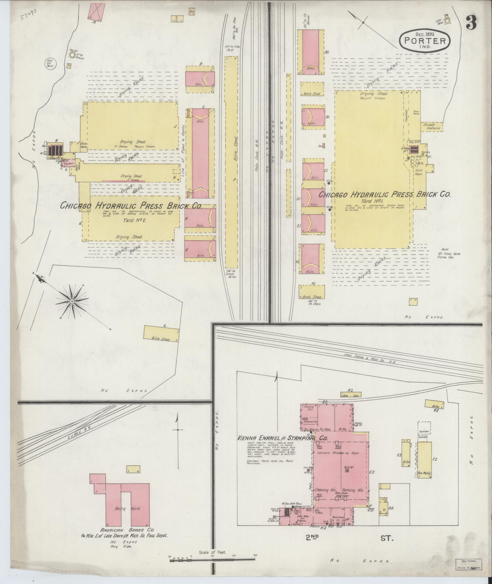 Sanborn Fire Insurance Map from Porter, Porter County, Indiana (1893), Sheet #0003 - Historic Sanborn Fire Insurance Map Print, vintage old map wall art, antique decor, genealogy gift, Indiana Indiana map