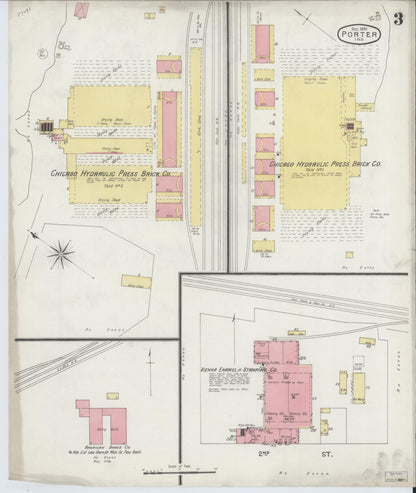Sanborn Fire Insurance Map from Porter, Porter County, Indiana (1893), Sheet #0003 - Historic Sanborn Fire Insurance Map Print, vintage old map wall art, antique decor, genealogy gift, Indiana Indiana map