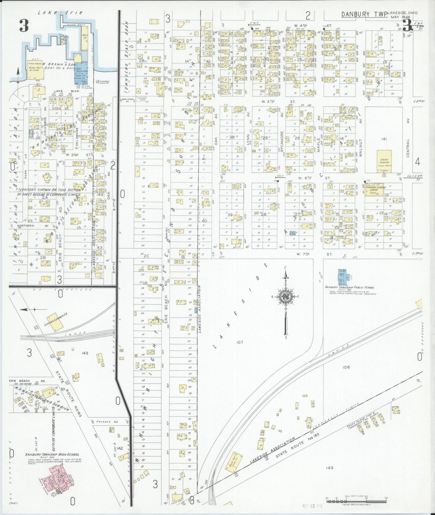 Sanborn Fire Insurance Map from Lakeside, Ottawa County, Ohio (1946), Sheet #0003 - Complete Map Set gallery image, historic Sanborn map, vintage wall art, Ohio Ohio