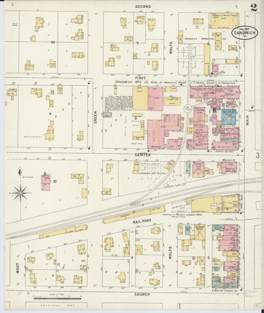 Sanborn Fire Insurance Map from Sandwich, De Kalb County, Illinois (1897), Sheet #0002 - Historic Sanborn Fire Insurance Map Print, vintage old map wall art, antique decor, genealogy gift, Illinois Illinois map
