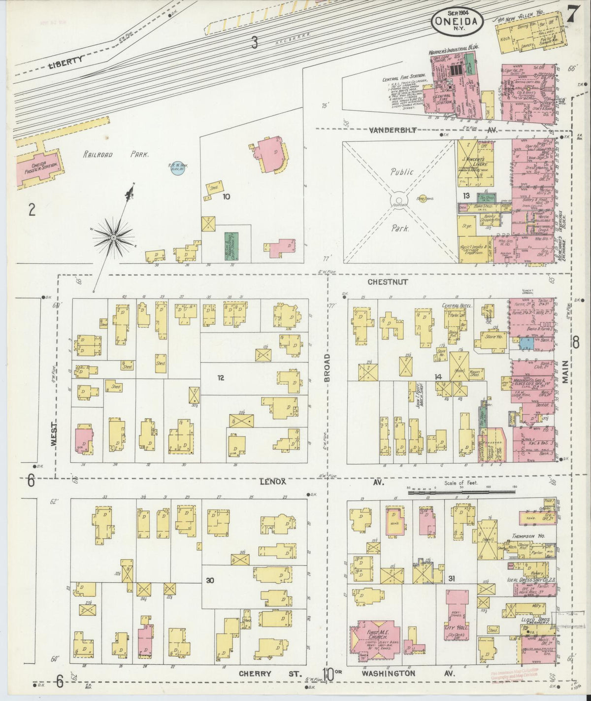 Sanborn Fire Insurance Map from Oneida, Madison County, New York (1904), Sheet #0006 - Complete Map Set gallery image, historic Sanborn map, vintage wall art, New York New York