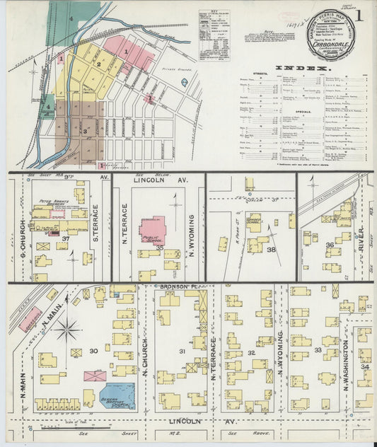 Sanborn Fire Insurance Map from Carbondale, Lackawanna County, Pennsylvania (1892), Sheet #0001 - Historic Sanborn Fire Insurance Map Print, vintage old map wall art, antique decor, genealogy gift, Pennsylvania Pennsylvania map
