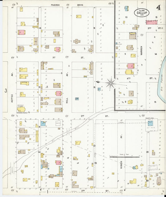 Sanborn Fire Insurance Map from Gallup, Mckinley County, New Mexico (1902), Sheet #0004 - Historic Sanborn Fire Insurance Map Print, vintage old map wall art, antique decor, genealogy gift, New Mexico New Mexico map