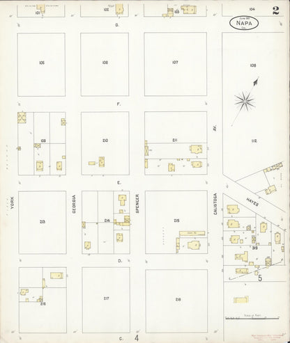 Sanborn Fire Insurance Map from Napa, Napa County, California (1901), Sheet #0002 - Complete Map Set gallery image, historic Sanborn map, vintage wall art, California California