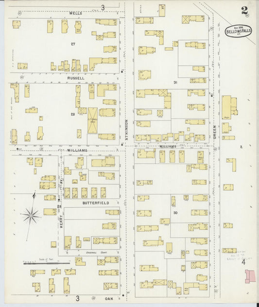 Sanborn Fire Insurance Map from Bellows Falls, Windham County, Vermont (1896), Sheet #0002 - Historic Sanborn Fire Insurance Map Print, vintage old map wall art, antique decor, genealogy gift, Vermont Vermont map