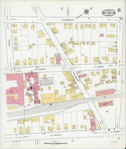 Sanborn Fire Insurance Map from Wallingford, New Haven County, Connecticut (1919), Sheet #0006 - Complete Map Set gallery image, historic Sanborn map, vintage wall art, Connecticut Connecticut