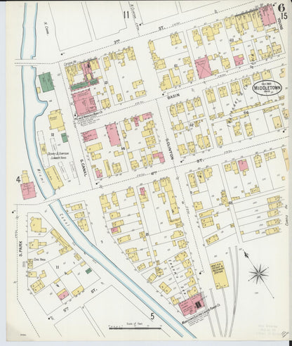 Sanborn Fire Insurance Map from Middletown, Butler County, Ohio (1901), Sheet #0006 - Historic Sanborn Fire Insurance Map Print, vintage old map wall art, antique decor, genealogy gift, Ohio Ohio map