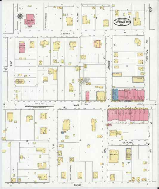 Sanborn Fire Insurance Map from Cotton Plant, Woodruff County, Arkansas (1919), Sheet #0002 - Historic Sanborn Fire Insurance Map Print, vintage old map wall art, antique decor, genealogy gift, Arkansas Arkansas map