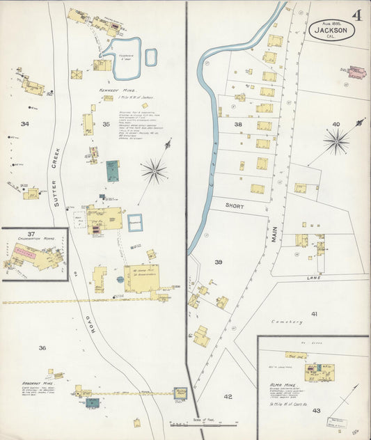 Sanborn Fire Insurance Map from Jackson, Amador County, California (1895), Sheet #0004 - Historic Sanborn Fire Insurance Map Print, vintage old map wall art, antique decor, genealogy gift, California California map