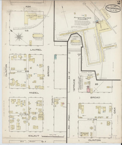 Sanborn Fire Insurance Map from Texarkana, Bowie County, Texas (1885), Sheet #0002 - Historic Sanborn Fire Insurance Map Print, vintage old map wall art, antique decor, genealogy gift, Texas Texas map