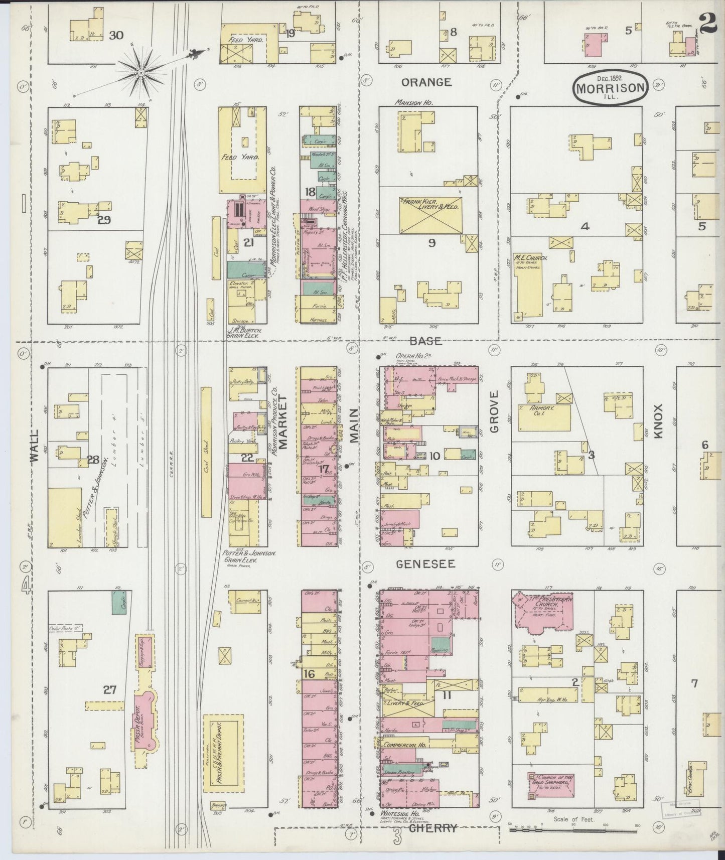 Sanborn Fire Insurance Map from Morrison, Whiteside County, Illinois (1892), Sheet #0002 - Complete Map Set gallery image, historic Sanborn map, vintage wall art, Illinois Illinois