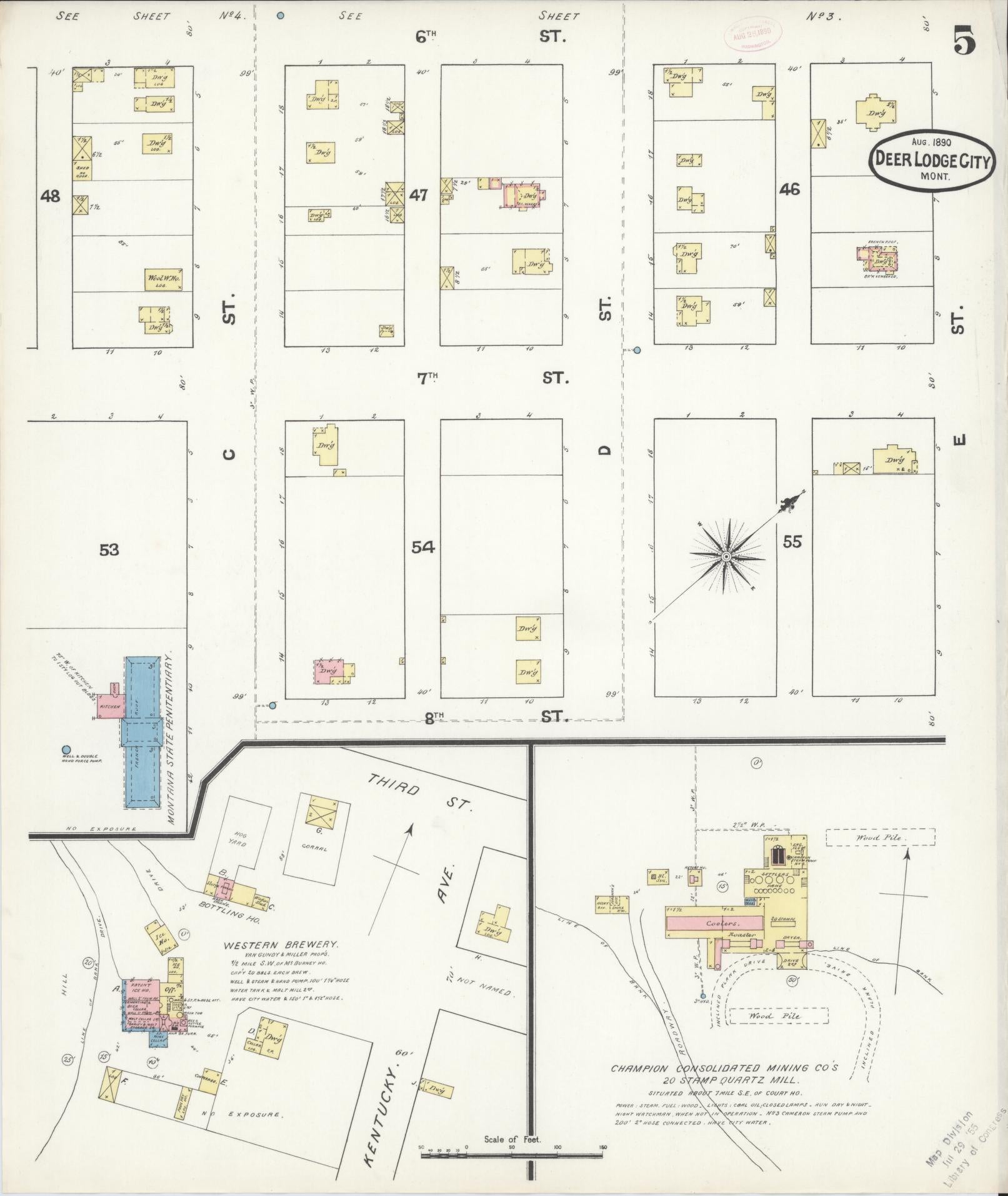 Sanborn Fire Insurance Map from Deer Lodge, Powell County, Montana (1890), Sheet #0005 - Complete Map Set gallery image, historic Sanborn map, vintage wall art, Montana Montana