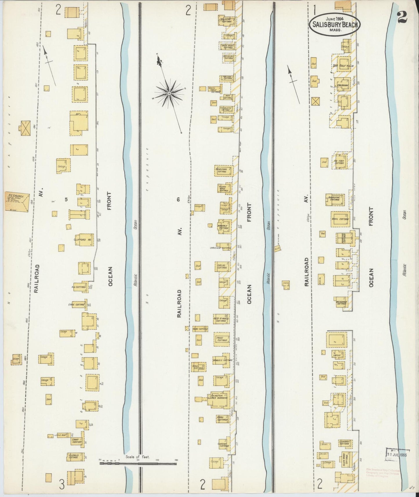 Sanborn Fire Insurance Map from Salisbury, Essex County, Massachusetts (1904), Sheet #0002 - Complete Map Set gallery image, historic Sanborn map, vintage wall art, Massachusetts Massachusetts