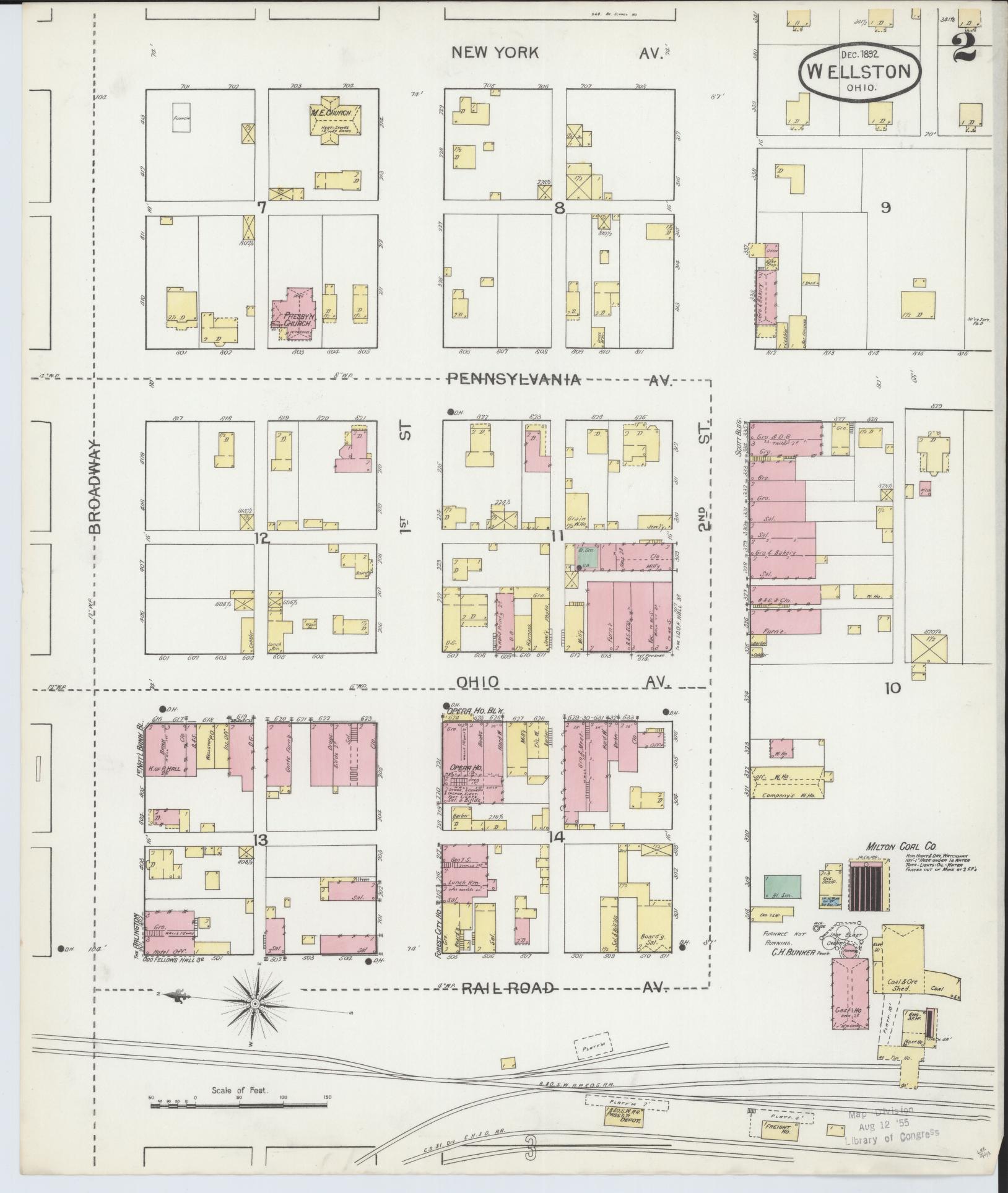 Sanborn Fire Insurance Map from Wellston, Jackson County, Ohio (1892), Sheet #0002 - Historic Sanborn Fire Insurance Map Print, vintage old map wall art, antique decor, genealogy gift, Ohio Ohio map