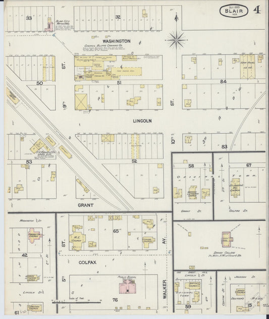 Sanborn Fire Insurance Map from Blair, Washington County, Nebraska (1889), Sheet #0004 - Historic Sanborn Fire Insurance Map Print, vintage old map wall art, antique decor, genealogy gift, Nebraska Nebraska map