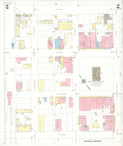 Sanborn Fire Insurance Map from Portales, Roosevelt County, New Mexico (1938), Sheet #0002 - Complete Map Set gallery image, historic Sanborn map, vintage wall art, New Mexico New Mexico