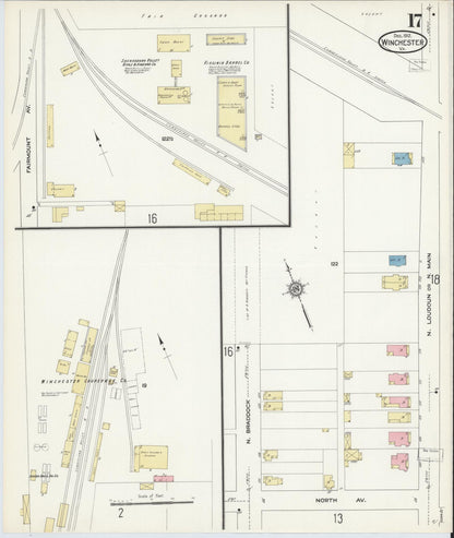 Sanborn Fire Insurance Map from Winchester, Independent Cities, Virginia (1912), Sheet #0017 - Complete Map Set gallery image, historic Sanborn map, vintage wall art, Virginia Virginia