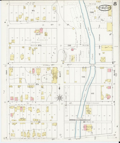 Sanborn Fire Insurance Map from Fort Madison, Lee County, Iowa (1894), Sheet #0008 - Historic Sanborn Fire Insurance Map Print