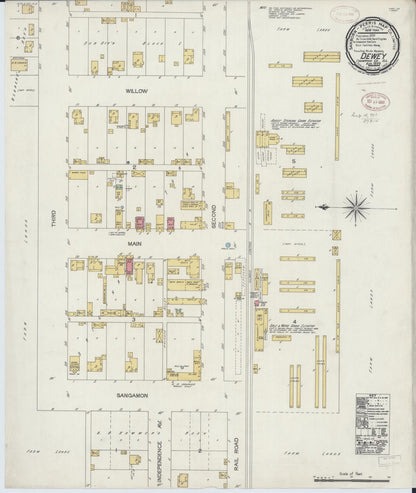Sanborn Fire Insurance Map from Dewey, Champaign County, Illinois (1899), Sheet #0001 - Historic Sanborn Fire Insurance Map Print, vintage old map wall art, antique decor, genealogy gift, Illinois Illinois map