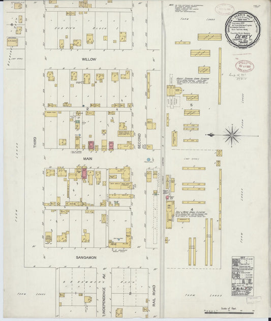 Sanborn Fire Insurance Map from Dewey, Champaign County, Illinois (1899), Sheet #0001 - Historic Sanborn Fire Insurance Map Print, vintage old map wall art, antique decor, genealogy gift, Illinois Illinois map