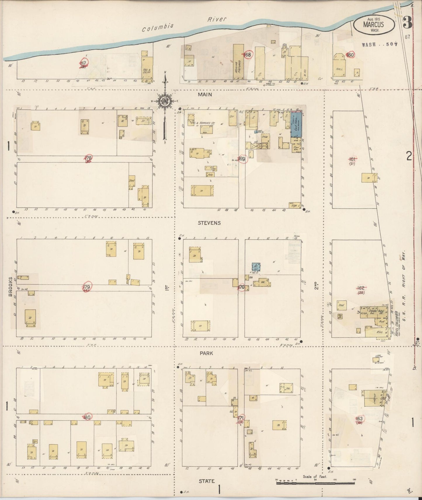 Sanborn Fire Insurance Map from Marcus, Stevens County, Washington (1932), Sheet #0003 - Complete Map Set gallery image, historic Sanborn map, vintage wall art, Washington Washington