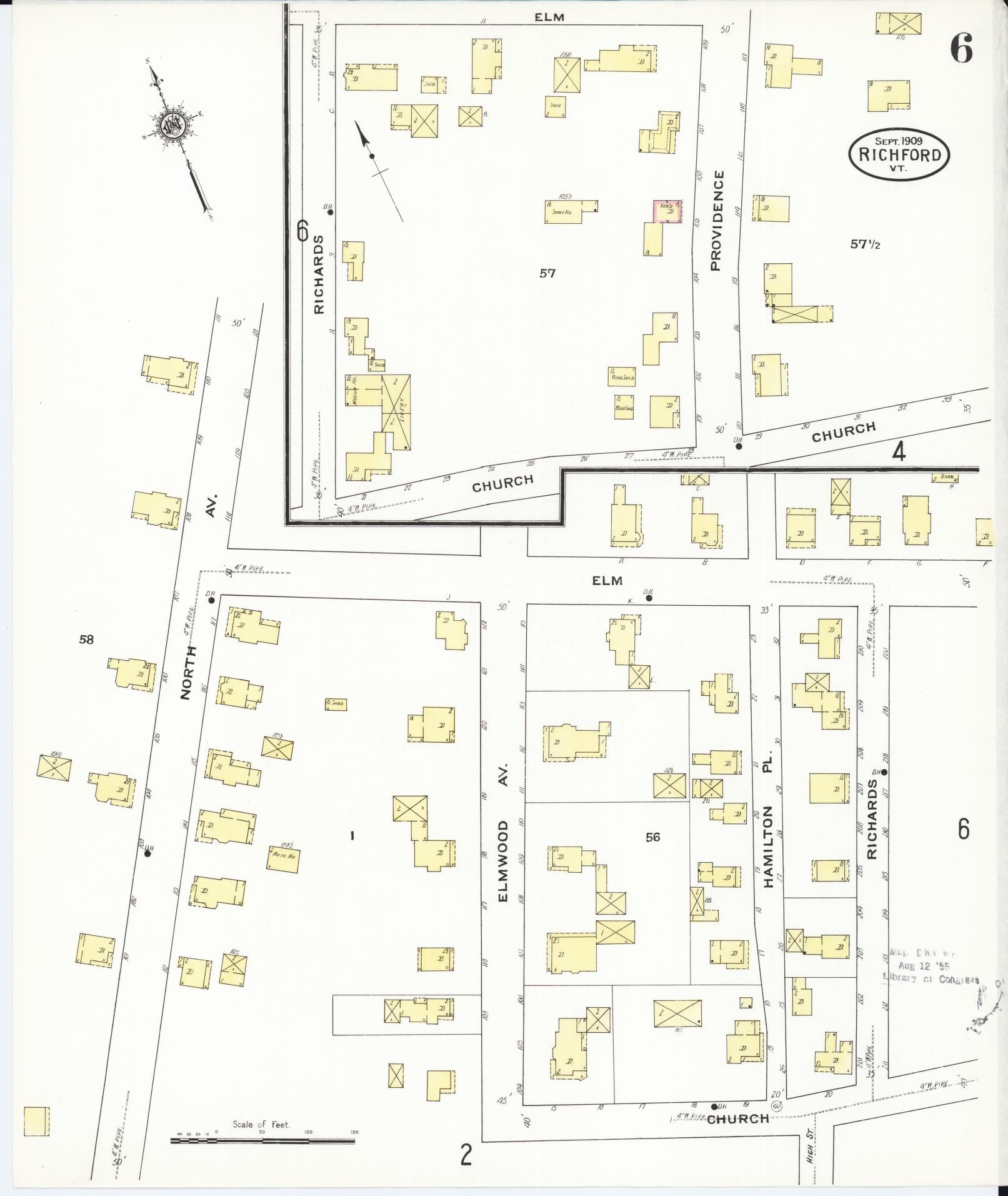 Sanborn Fire Insurance Map from Richford, Franklin County, Vermont (1909), Sheet #0006 - Complete Map Set gallery image, historic Sanborn map, vintage wall art, Vermont Vermont
