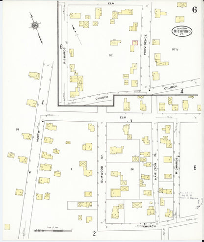 Sanborn Fire Insurance Map from Richford, Franklin County, Vermont (1909), Sheet #0006 - Complete Map Set gallery image, historic Sanborn map, vintage wall art, Vermont Vermont