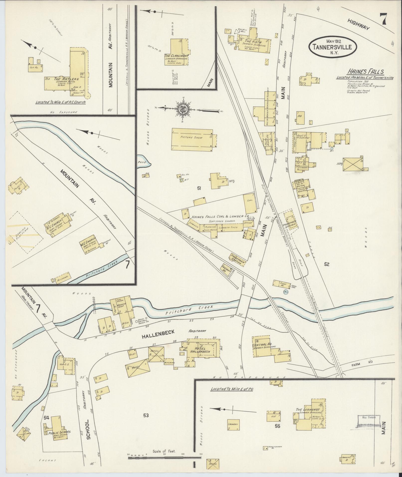 Sanborn Fire Insurance Map from Tannersville, Greene County, New York (1912), Sheet #0007 - Complete Map Set gallery image, historic Sanborn map, vintage wall art, New York New York