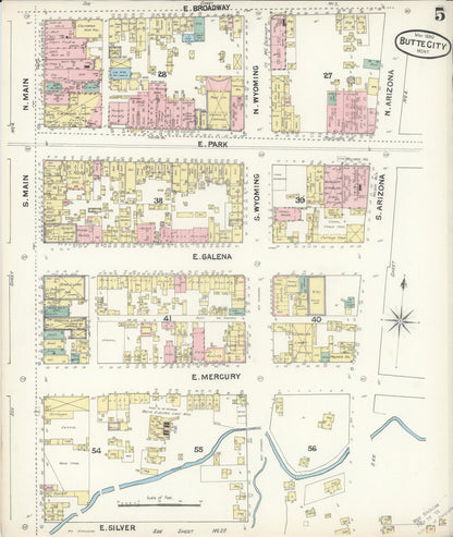 Sanborn Fire Insurance Map from Butte, Silver Bow County, Montana (1890), Sheet #0005 - Complete Map Set gallery image, historic Sanborn map, vintage wall art, Montana Montana